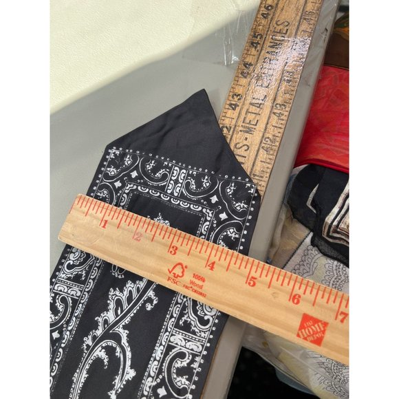 Vintage Hand Printed Twill Purse Scarf Light Black Acetate Neck Wrap Bandana - Picture 4 of 4